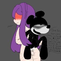 mickey_mouse, suicide_mouse, yuri_(doki_doki_literature_club), disney, doki_doki_literature_club