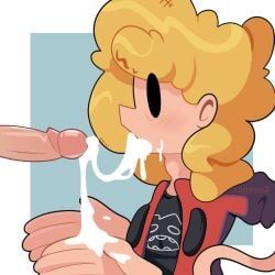 gomotion, ragsuo2, blank_eyes, blonde_hair, cum_in_mouth