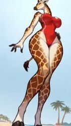 jess_(littlesaturn), 1girls, anthro, artiodactyl, beach