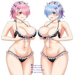 ram_(re:zero), rem_(re:zero), re:zero_kara_hajimeru_isekai_seikatsu, hiep_studio, 2girls