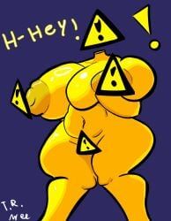 warning_sign_person, therandombee, 1girl, areolae, artist_signature