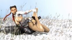 loba_(apex_legends), wraith_(apex_legends), apex_legends, 2girls, asphyxiation