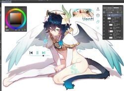 venti_(archon)_(genshin_impact), venti_(genshin_impact), genshin_impact, 1boy, angel_wings