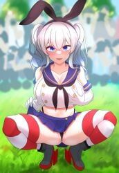 kashima_(kantai_collection), shimakaze_(kantai_collection)_(cosplay), kantai_collection, kazuryuu, 1girls