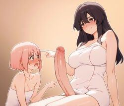 original, zoryc, 2girls, :o, bare_shoulders