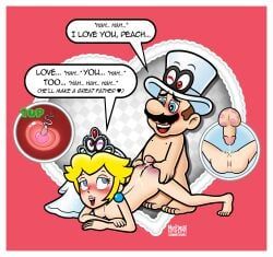 cappy_(mario), mario, princess_peach, tiara_(mario), wedding_mario
