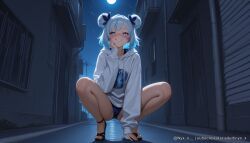 nyx_x, 1girl, bare_legs, black_footwear, blue_bow