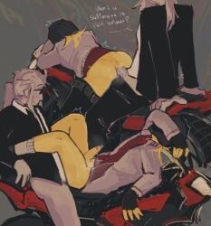 chance_(forsaken), elliot_(forsaken), elliot_(work_at_a_pizza_place), cosum4xxx, black_gloves