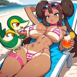 pokemon_(species), rosa_(pokemon), snivy, pokemon, 1girl