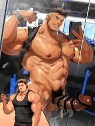 original_character, original, nullqllun, 2boys, abs