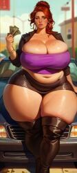 gnarrl, 1girls, backview, bbw, car