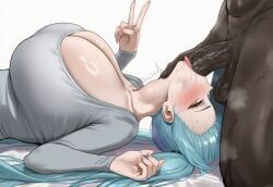 privaty_(nikke), goddess_of_victory:_nikke, big_breasts, big_penis, blue_hair