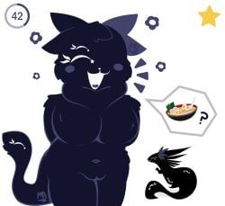 voidpet, anthro, black_body, black_fur, blush
