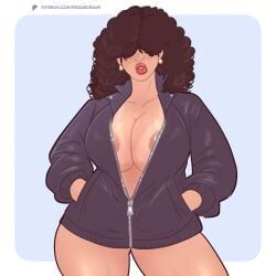 risquedraws, 1girl, big_breasts, big_lips, breasts