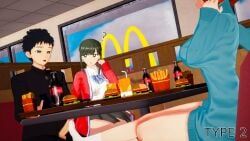 boyfriend_(japanese_mcdonald's_commercial), girlfriend_(japanese_mcdonald's_commercial), mom_(japanese_mcdonald's_commercial), coca-cola, koikatsu!