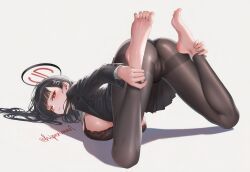 rio_(blue_archive), blue_archive, hiperionno1, 1girls, ankle_grab