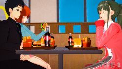 boyfriend_(japanese_mcdonald's_commercial), girlfriend_(japanese_mcdonald's_commercial), mom_(japanese_mcdonald's_commercial), coca-cola, koikatsu!