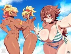 nakiri_aino, nakiri_aira, yui_rakkuza, original, school_fight