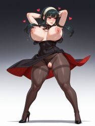 yor_briar, spy_x_family, juswa, 1girl, arms_behind_head