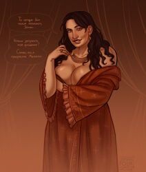 character_request, a_song_of_ice_and_fire, 1girls, areola_slip, black_hair