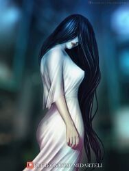 yamamura_sadako, the_ring, midarteli, 1girls, ass