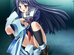 sumeragi_yuusuke, 1girls, altered_pink, black_socks, blue_hair