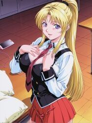 saeki_kaori, bible_black, 1girls, academy_uniform_(bible_black), after_sex