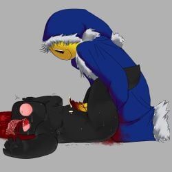 grace_(roblox), 2boys, barbed_penis, bleeding_from_anus, blood