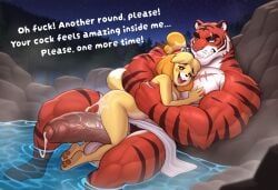 isabelle_(animal_crossing), animal_crossing, himbotiger, 1boy1girl, anthro