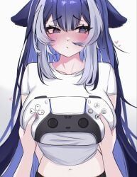 shylily, indie_virtual_youtuber, ketari, 2girls, belly_button