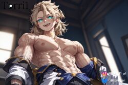 albedo_(genshin_impact), aqua, genshin_impact, torri1, 1boy