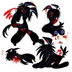 all_fours, ambiguous_gender, angel, anthro, bite_mark