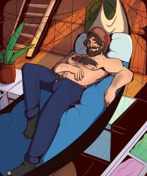 willy_(stardew_valley), stardew_valley, htnafish, 1boy, abs