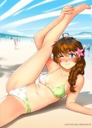 brooke_(mathias_leth), original, 1girl, ;), ahoge