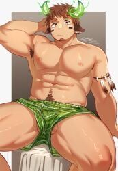 wakan_tanka, tokyo_afterschool_summoners, 1boy, :/, abs