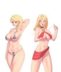 adara_(zero_one), aurora_(zero_one), ethernia345, 2girls, armpits