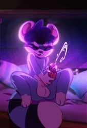 animal_genitalia, animal_penis, anthro, bed, bloom