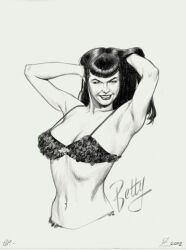 bettie_page, julius_zimmerman, 1girls, black_hair, bra