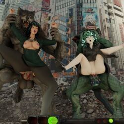 fubuki_(one-punch_man), lizardman_(soulcalibur), tatsumaki, one-punch_man, titorproductions22