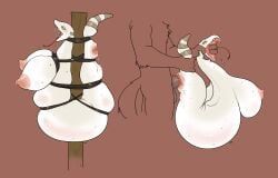 crowbarcrow, animal_genitalia, anthro, big_breasts, bodily_fluids