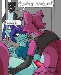 anthro, anthro_on_anthro, arm_warmers, armwear, bed
