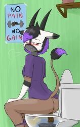 notmypornaccount, antelope, anthro, ass, bathroom