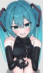 hatsune_miku, thinker2525, 1girl, 1girls, after_fellatio