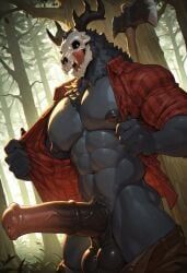 wendigo, mythology, north_american_mythology, 1boy, 5_fingers