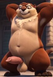 the_nut_job, 1boy, anthro, arm_behind_head, armpits