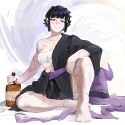 original, 1girl, alcohol, alcohol_bottle, bandage