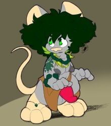 3_toes, 4_fingers, accessory, anthro, apprehensive