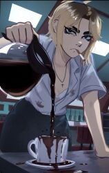 jessie_(veyonis), veyonis, 1girls, cigarette, coffee