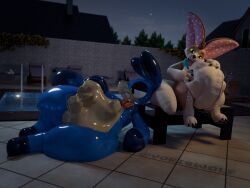 abdominal_bulge, anthro, balloon_animal, balloonbow, belly