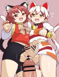chen, mike_goutokuji, touhou, bonobo_(odenokaz), 1boy